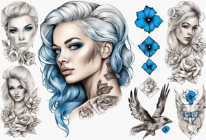 entkleidete schöne frau mit blondem haar und blauen augen tattoo idea