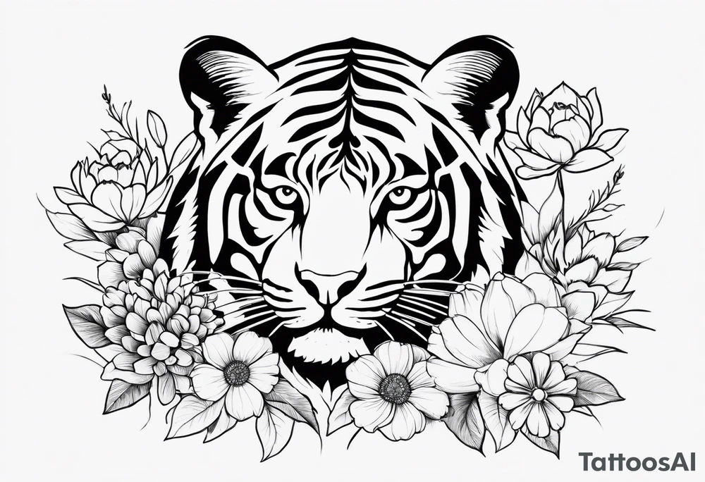 Uma tatuagem que cubra o braco todo com flores, tartaruga, tigre, sol, lua, borboletas tattoo idea