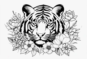 Uma tatuagem que cubra o braco todo com flores, tartaruga, tigre, sol, lua, borboletas tattoo idea