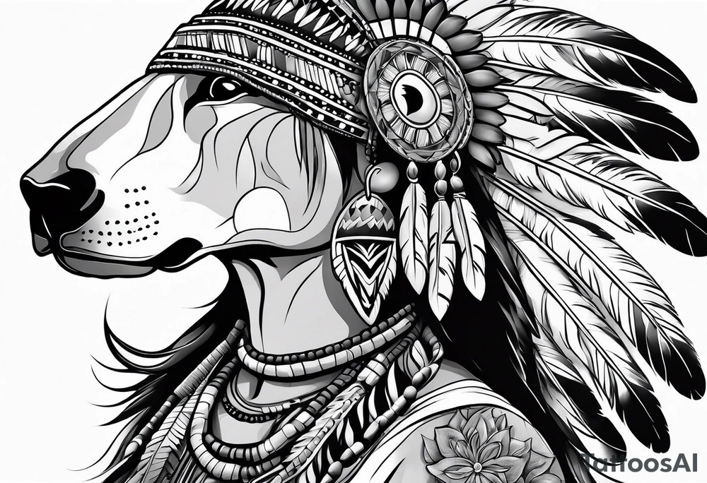 Native American with blue bonnets tattoo idea