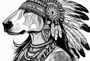 Native American with blue bonnets tattoo idea