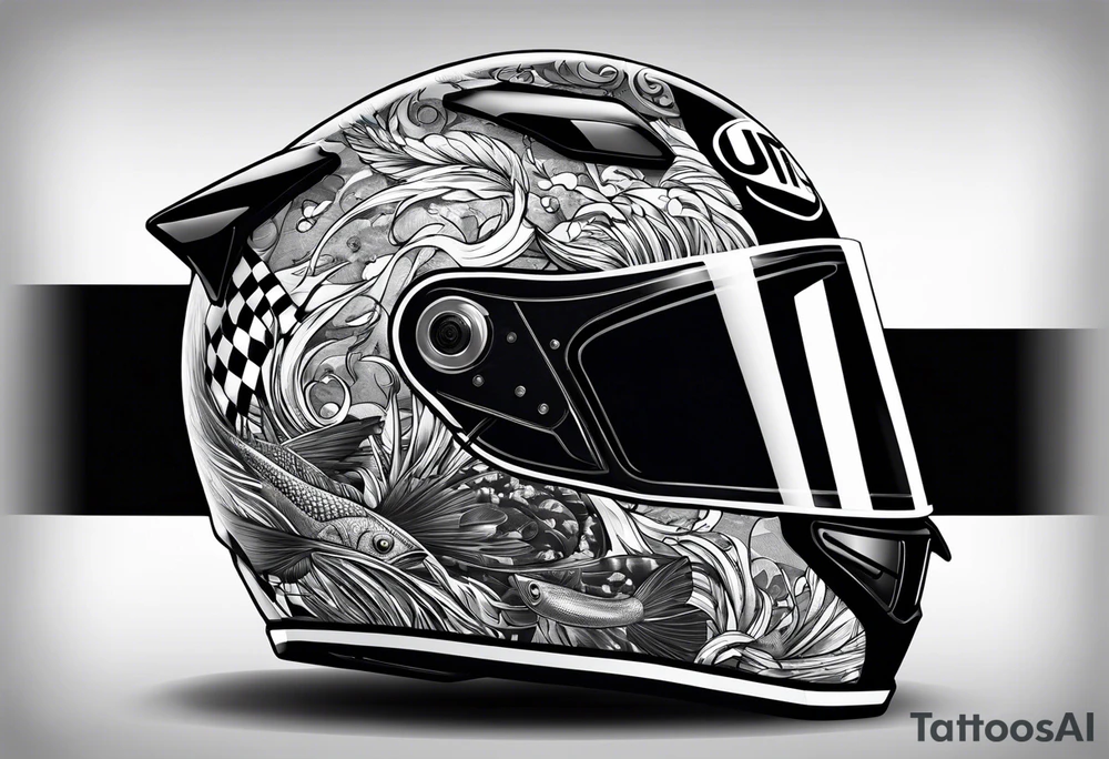 Race helmet with #2 and fishing tattoo idea