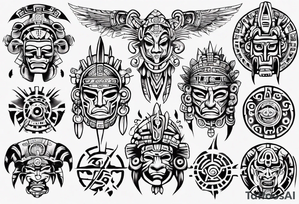 Mayan back pieces tattoo idea