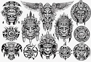 Mayan back pieces tattoo idea