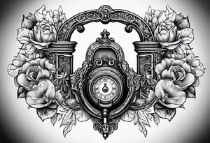 A vintage lock and key tattoo idea