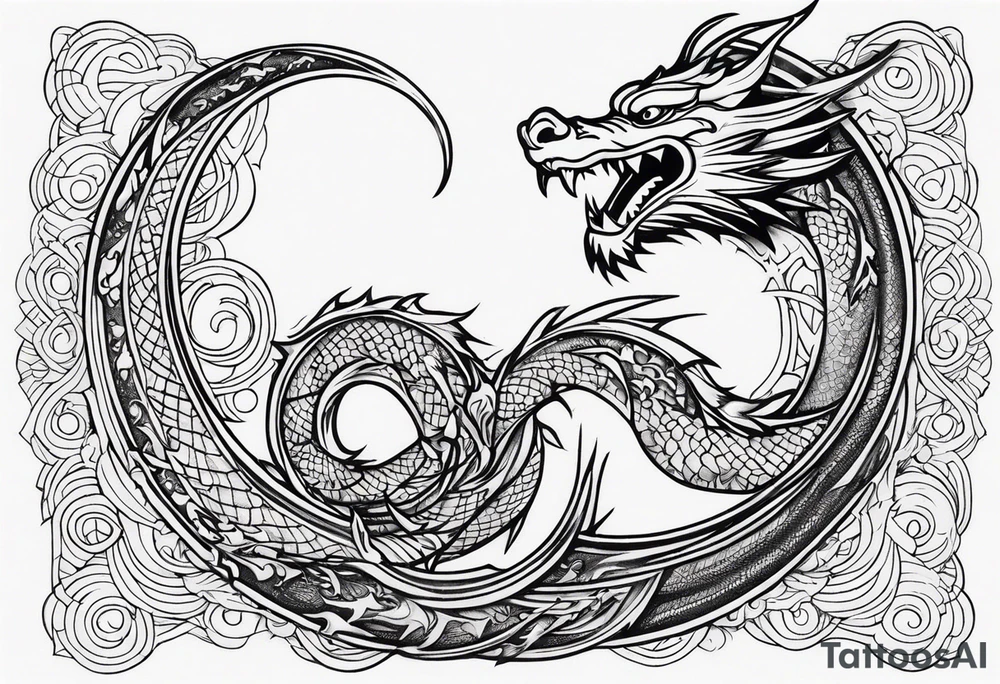 Dragon Seven number shape tattoo idea