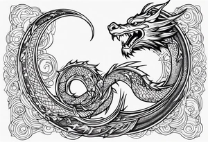 Dragon Seven number shape tattoo idea