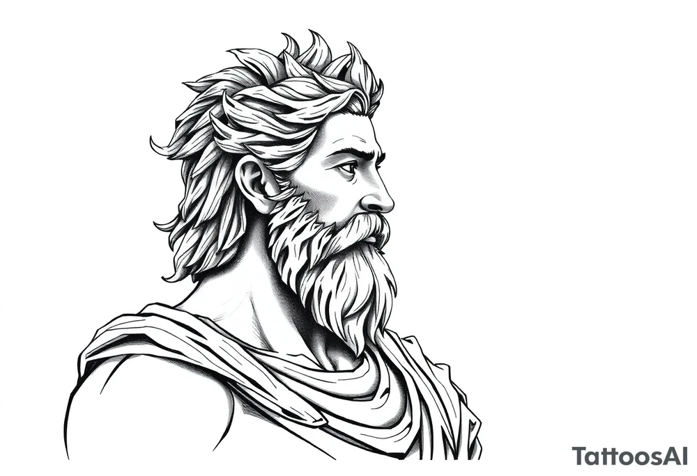 GREEK GOD LOOKING OVER HIS EMPIRE tattoo idea