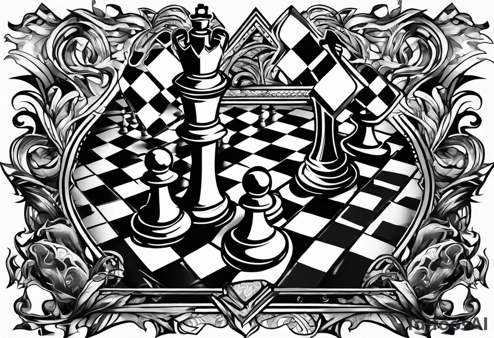strip made of chess pieces tattoo idea