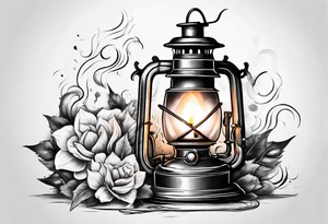 Extinguished oil lamp with smoke tattoo idea