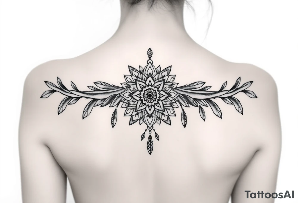 spiritual feathers ornamental mandala shaman tattoo idea