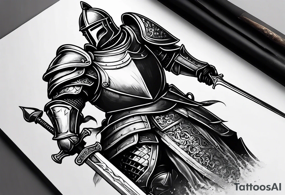 knight with heavy armor tattoo idea