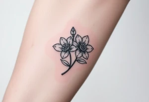 Two simple flowers together leafs on outside no stem tattoo idea