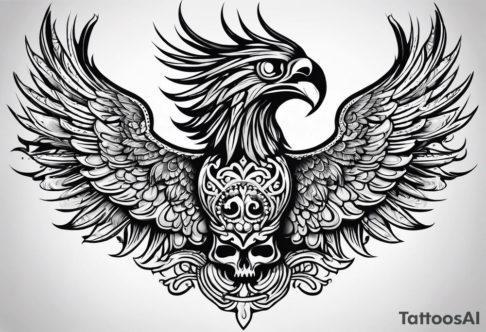 Phoenix mexican skullstyle tattoo idea
