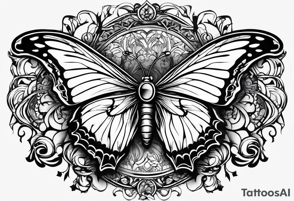 Butterfly with Batman logo tattoo idea