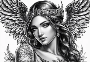 Angel with dominance tattoo idea