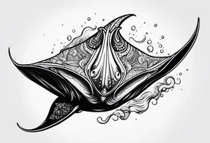 Cute manta ray swimming like flying tattoo idea