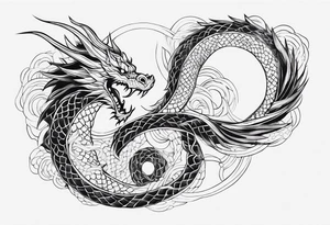 Fine like dragon wrapping around the back of knee tattoo idea