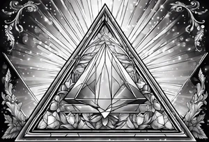 a ray of light entering a triangle prism glass from the left side and getting dispersed into colours tattoo idea