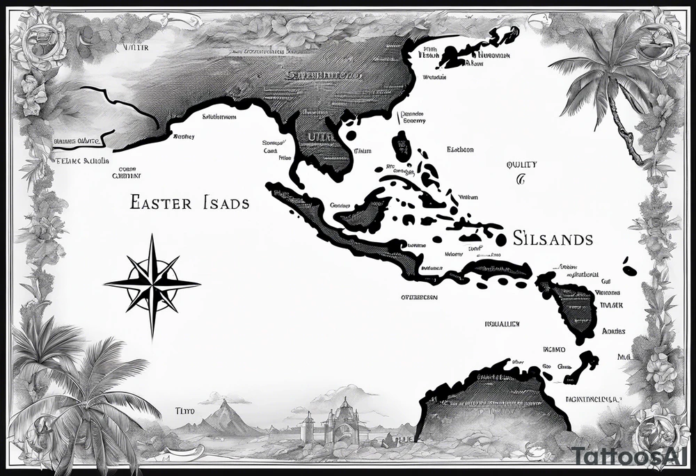 Outline map of the Eastern Caribbean islands tattoo idea