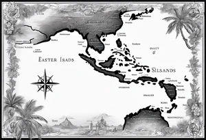 Outline map of the Eastern Caribbean islands tattoo idea