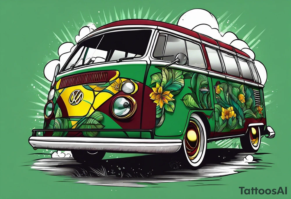 The number 24 with colors green, yellow, maroon and black tattoo idea