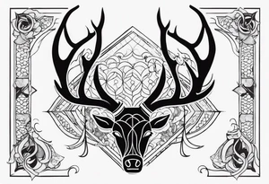 stag and fish with fishhook tattoo idea