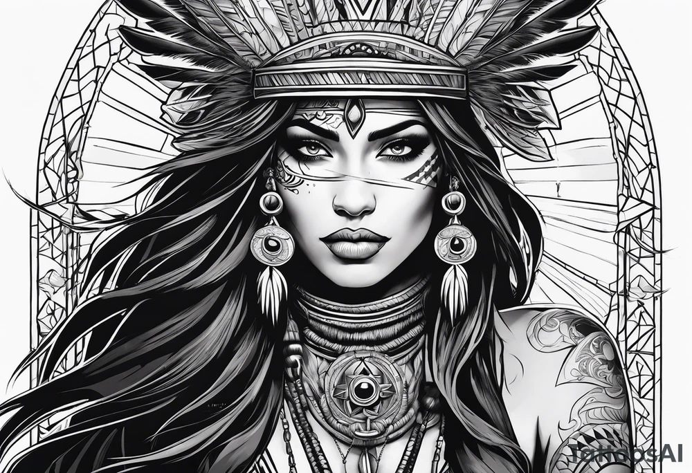 valkrye, kali, pirate, goddess, native american, looking right, wing tattoo idea valkrye, kali, pirate, goddess, native american, looking right, wing tattoo idea