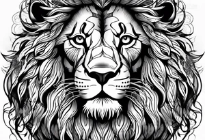 powerful lion with fire tattoo idea