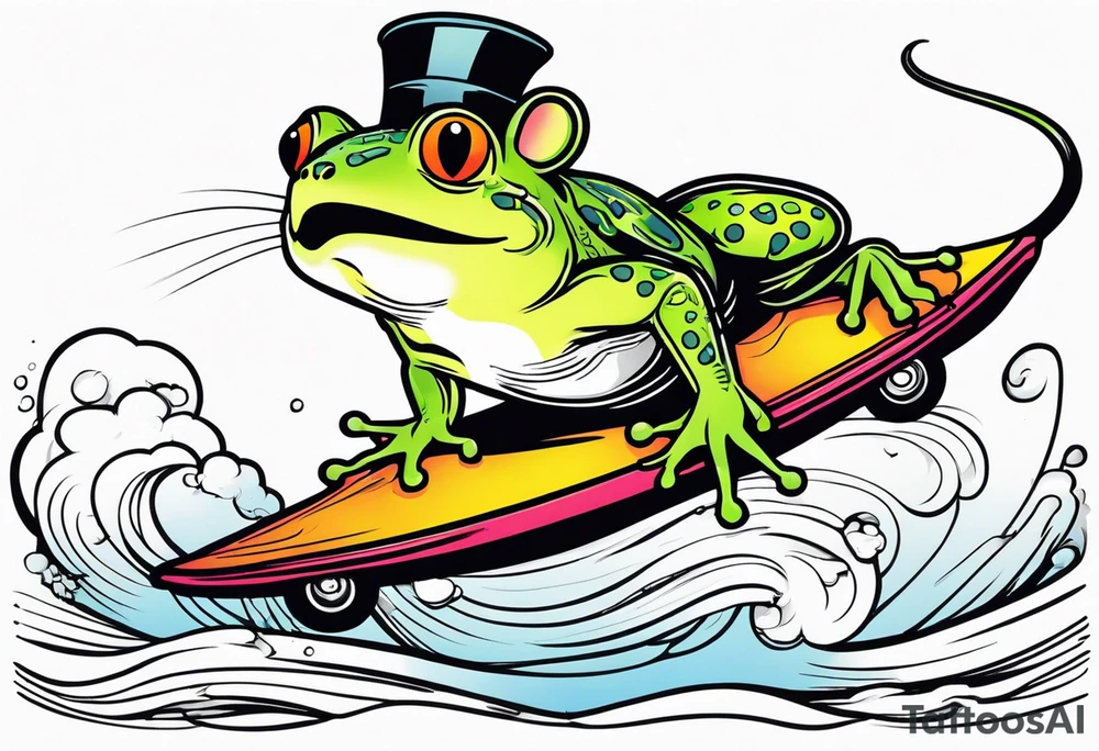 Frog riding rat, battle, illustrative tattoo idea