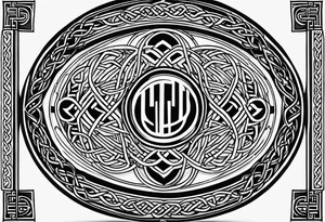 Scottish Munro emblem with Celtic knots around it tattoo idea