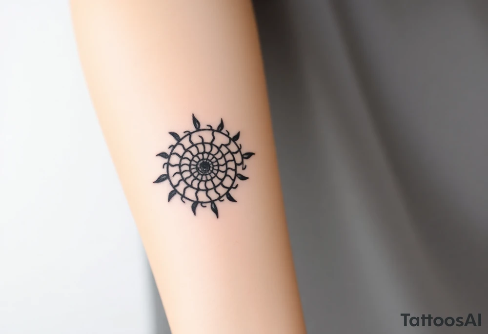 Fibonacci spiral shell sun tattoo idea