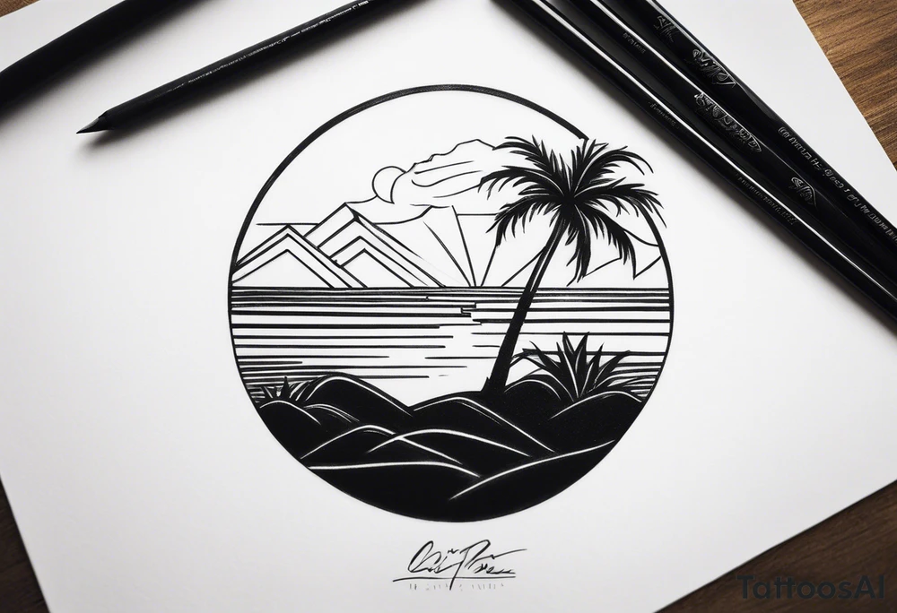 A lonely palm tree tattoo idea
