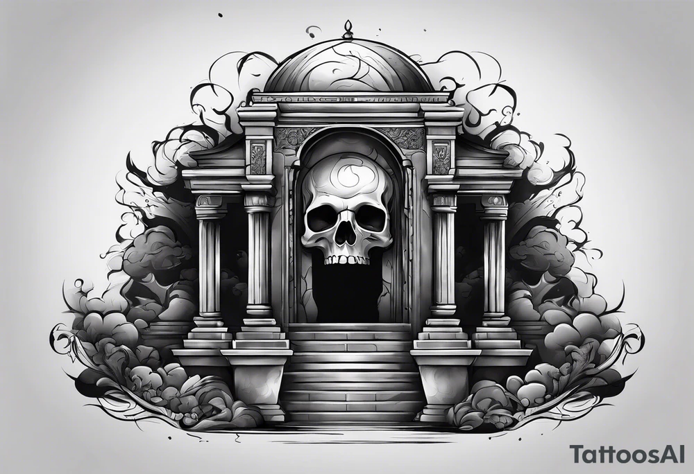 Tomb with smoke tattoo idea