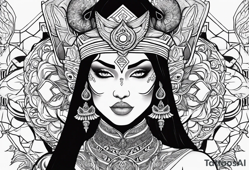 kali, alien goddess, valkrye, pirate, zenza, lotus, wing, pachamama, skull, black panthe tattoo idea