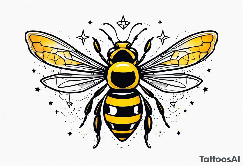 libra galaxy bee tattoo idea