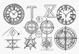 Roman numerals with anime gemometric tattoo idea
