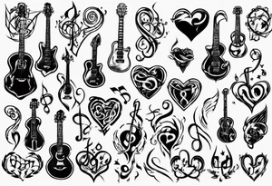 music stave hearth tattoo idea