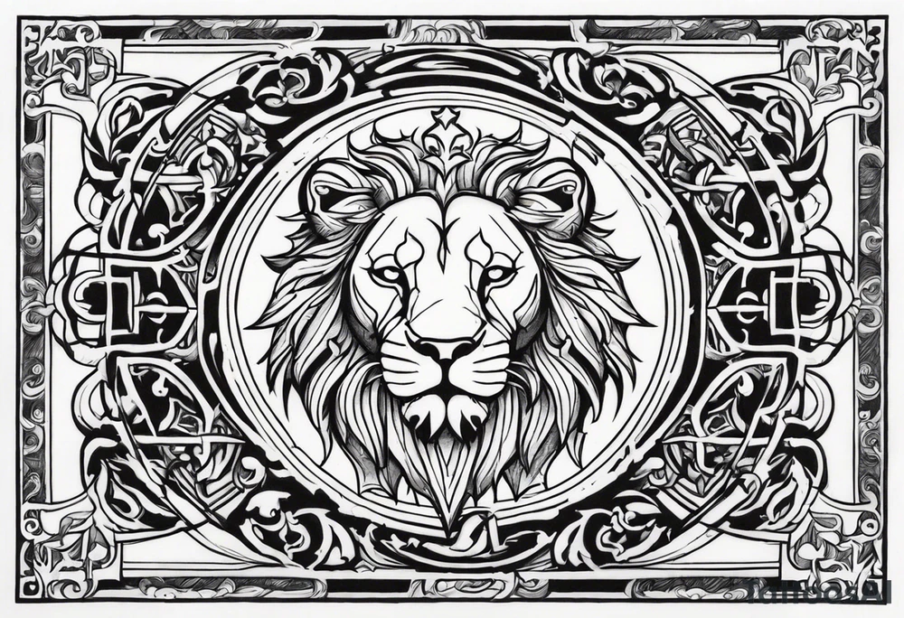 Cross and lion tattoo idea