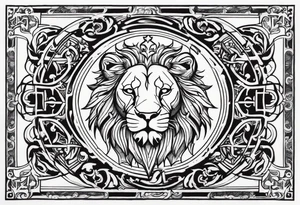 Cross and lion tattoo idea