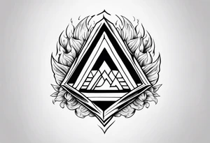 Valhalla shield valknut sword axe flames clouds tattoo idea