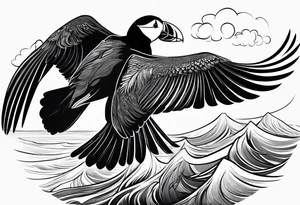 a black flying puffin 
 -  forarm Tattoo tattoo idea