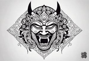 japanesenoh mask, anger, tattoo idea