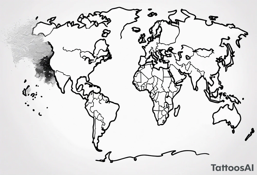 world globe map blowing up in one corner tattoo idea