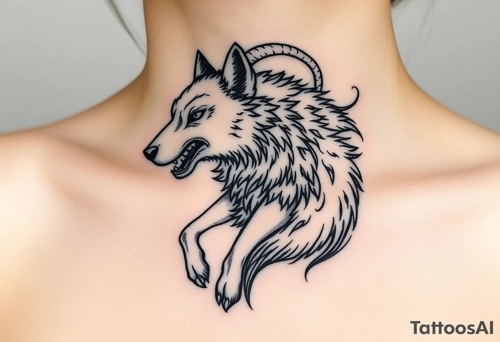 A wolf snarling as a sheep mystical creature tattoo idea A wolf snarling as a sheep mystical creature tattoo idea