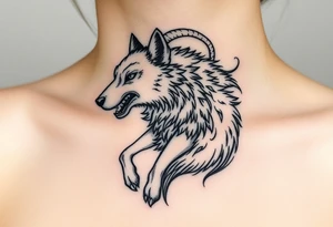 A  wolf snarling as a sheep  mystical creature tattoo idea