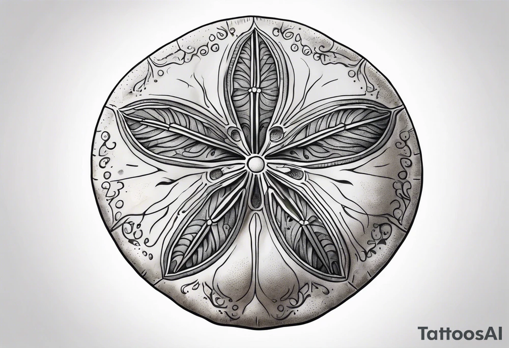 sand dollar 
fine line 
very detailed 
light gray tattoo idea