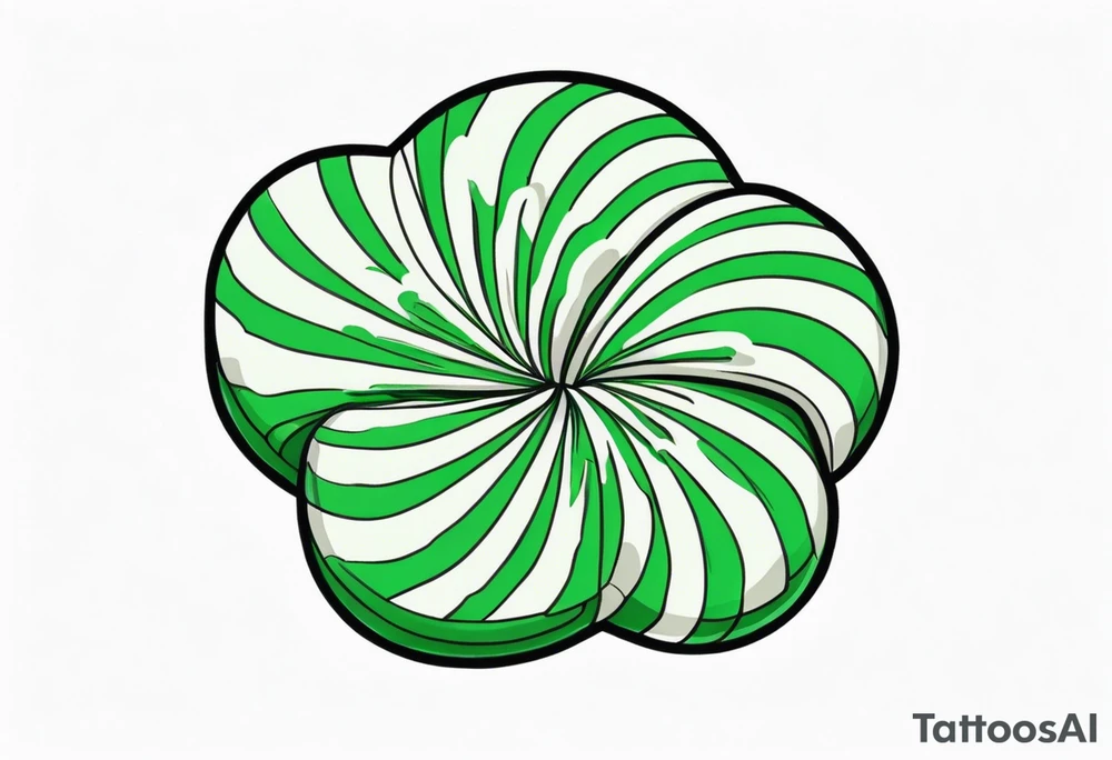 a peppermint candy with green swirls tattoo idea