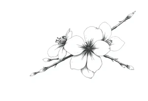 Elongated Cherry blossom with round petals tattoo idea