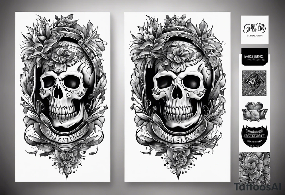 rock a Billy ganzer Arm Tattoo mit verschiedenen Motiven tattoo idea